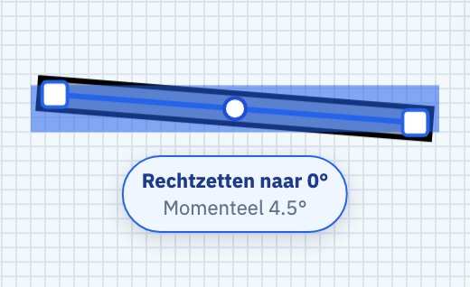 rechtzet-knopje onder een scheve muur