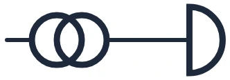 Symbool Deurbel met transformator in een eendraadschema